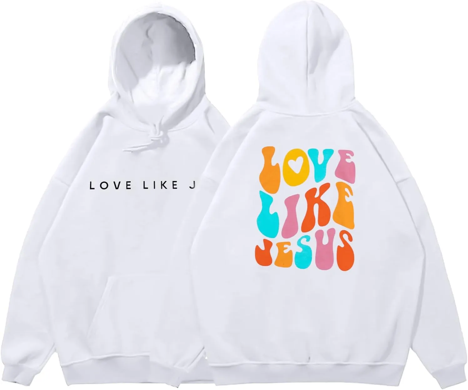 LUKYCILD Christian Tshirts Women Love like Jesus Sweatshirt Jesus Faith Shirts Religious God Oversized Pullover Hoodie