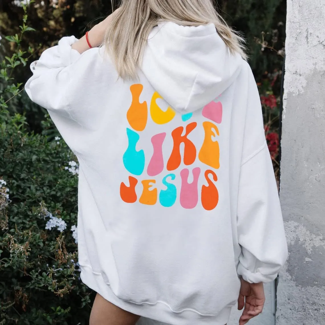 LUKYCILD Christian Tshirts Women Love like Jesus Sweatshirt Jesus Faith Shirts Religious God Oversized Pullover Hoodie