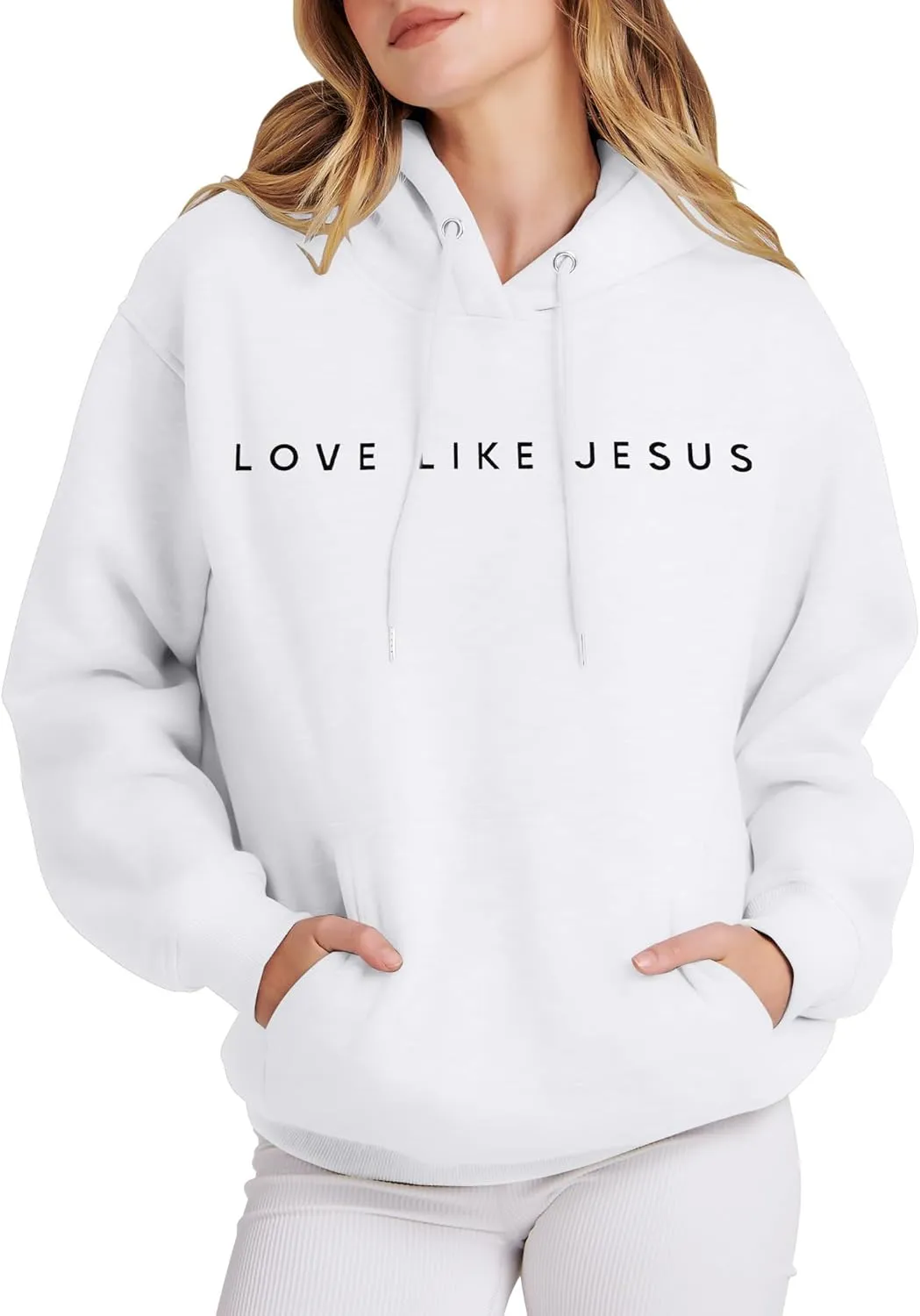 LUKYCILD Christian Tshirts Women Love like Jesus Sweatshirt Jesus Faith Shirts Religious God Oversized Pullover Hoodie