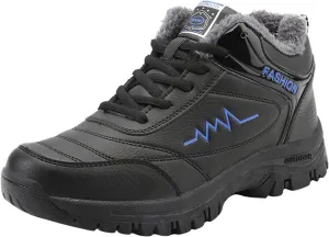 Men Work Boots with Zipper Hiking Sneakers Fur Lined Ankle Boot Women Working Shoes Non-Slip Lightweight Outdoor Botas Mid Ankle Work Casual Hike Grounded Footwear