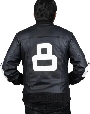 Mens 8 Ball Pool Billiard Bomber Lightweight Casual Stylish Fashion 80s 90s Retro Zip Up Faux Leather Jacket
