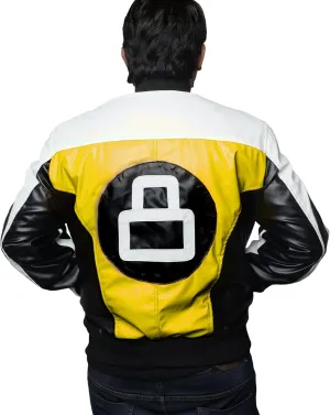 Mens 8 Ball Pool Billiard Bomber Lightweight Casual Stylish Fashion 80s 90s Retro Zip Up Faux Leather Jacket