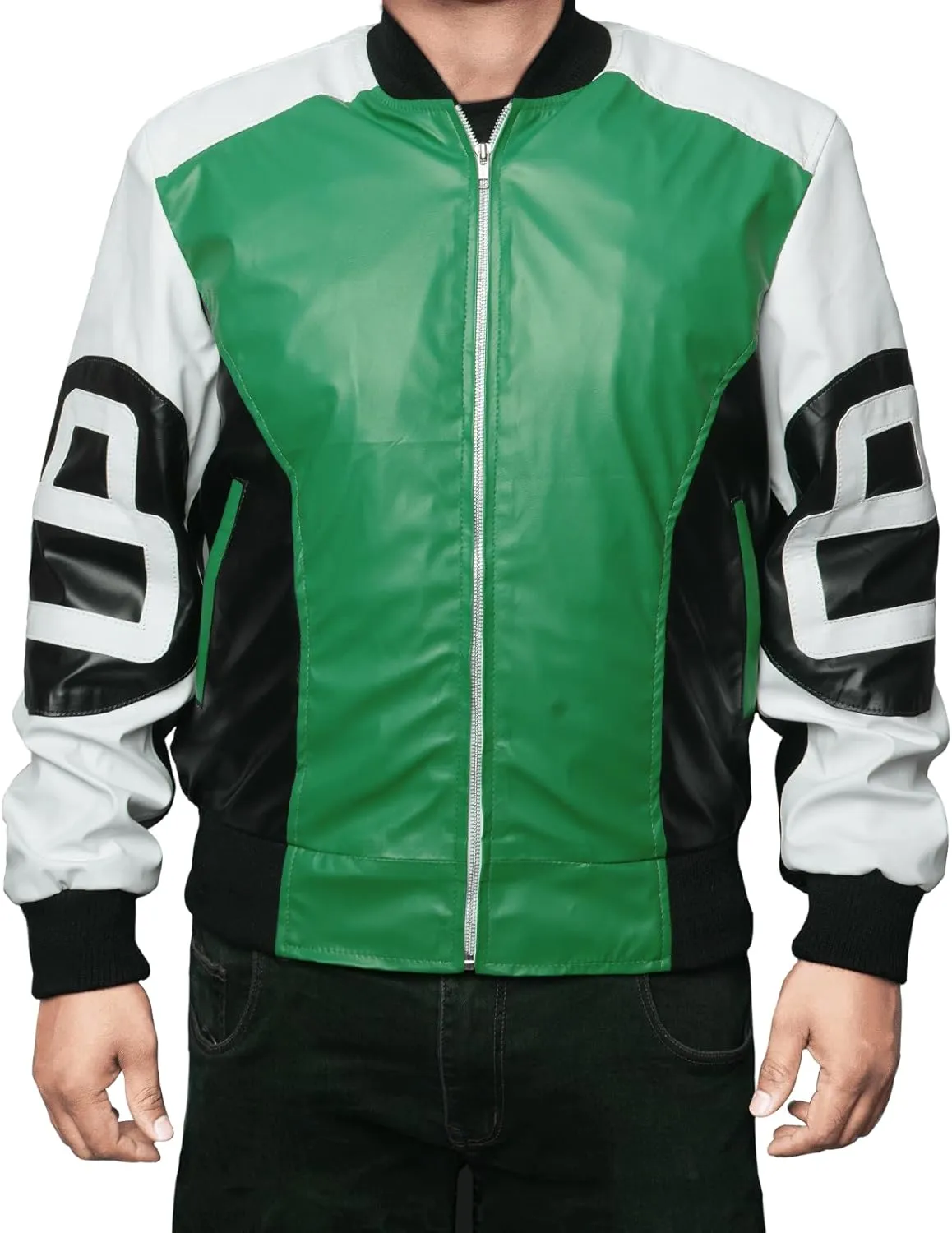 Mens 8 Ball Pool Billiard Bomber Lightweight Casual Stylish Fashion 80s 90s Retro Zip Up Faux Leather Jacket