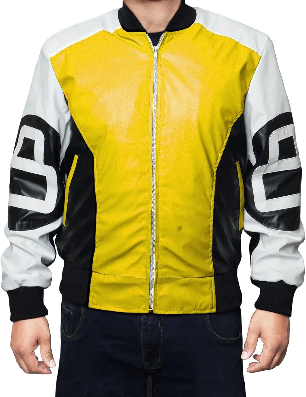 Mens 8 Ball Pool Billiard Bomber Lightweight Casual Stylish Fashion 80s 90s Retro Zip Up Faux Leather Jacket