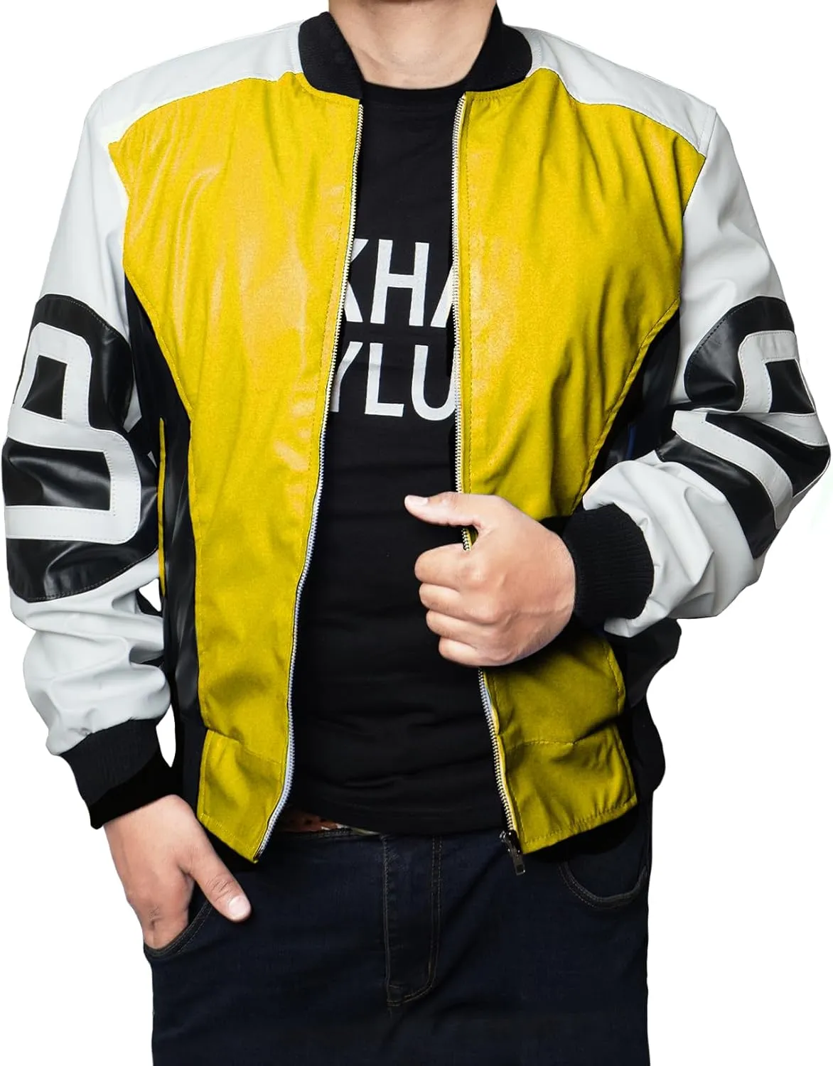 Mens 8 Ball Pool Billiard Bomber Lightweight Casual Stylish Fashion 80s 90s Retro Zip Up Faux Leather Jacket