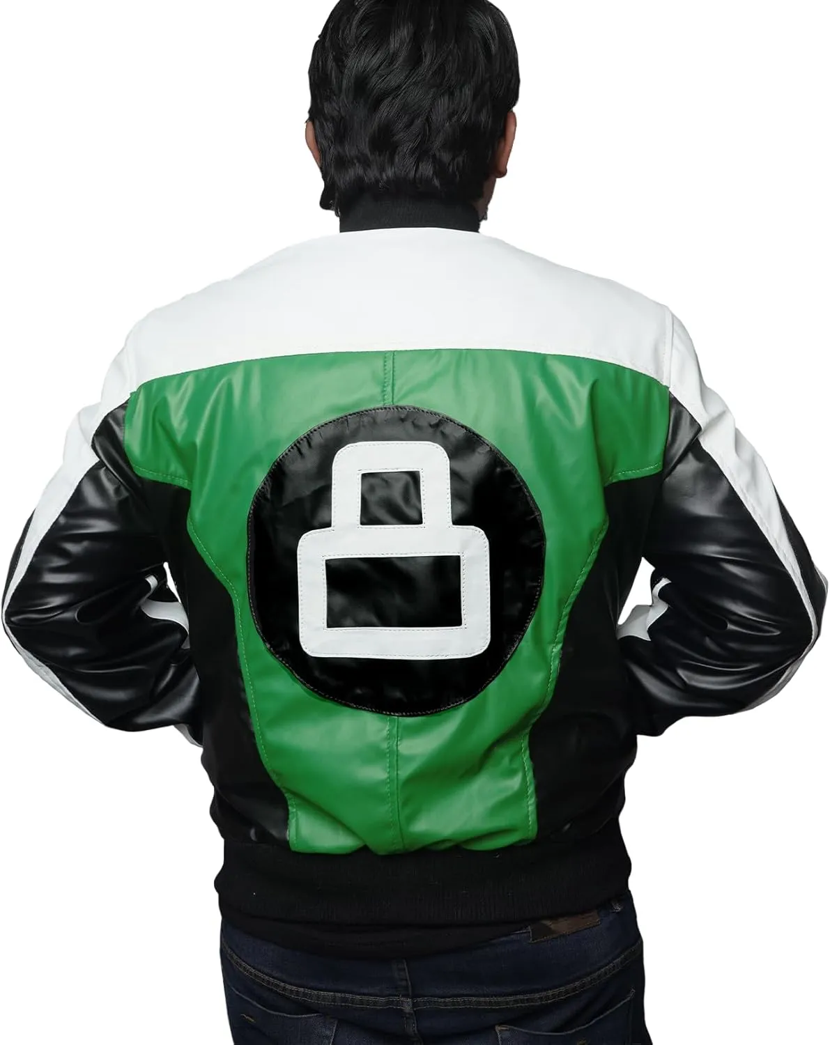 Mens 8 Ball Pool Billiard Bomber Lightweight Casual Stylish Fashion 80s 90s Retro Zip Up Faux Leather Jacket