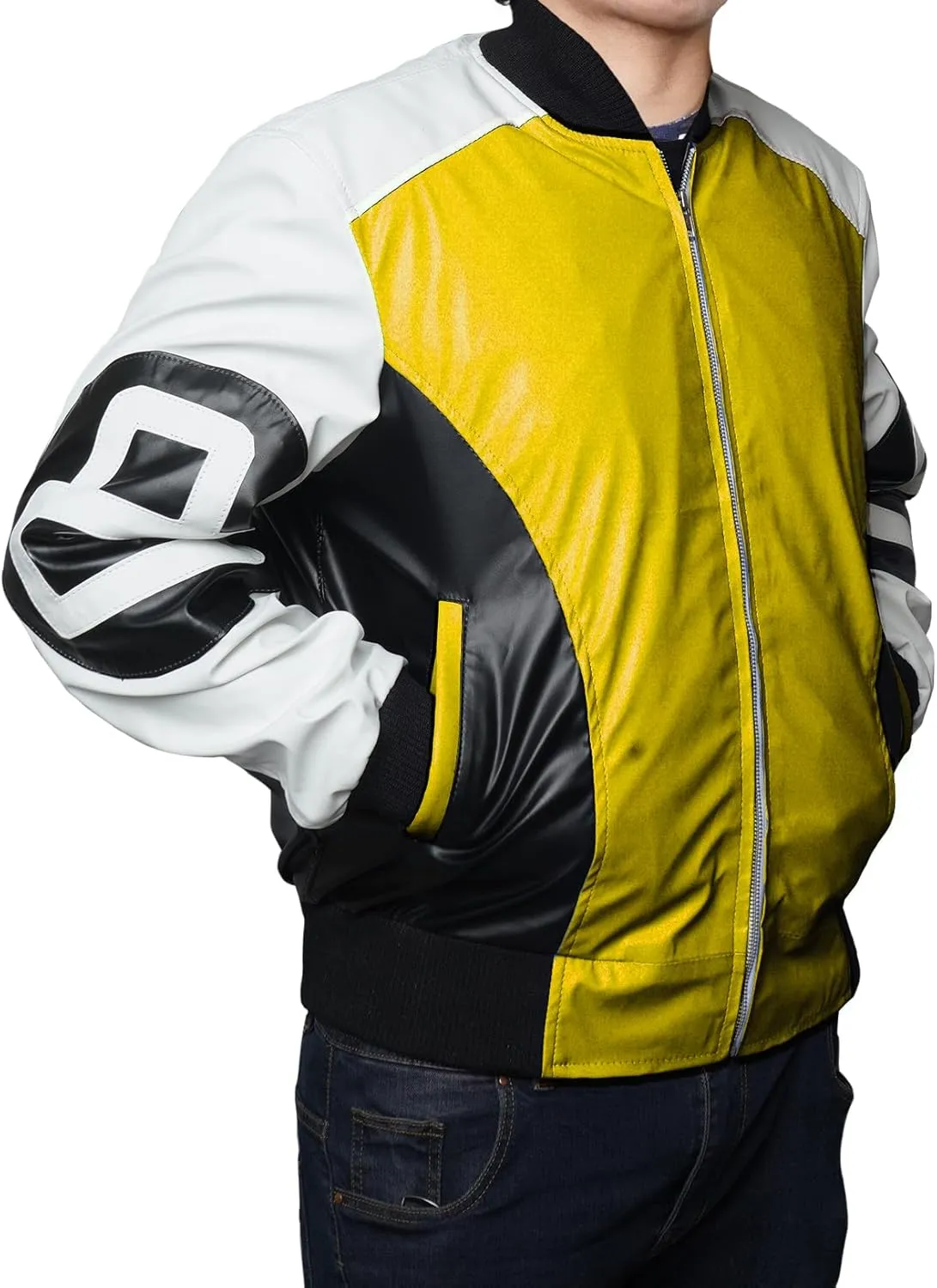 Mens 8 Ball Pool Billiard Bomber Lightweight Casual Stylish Fashion 80s 90s Retro Zip Up Faux Leather Jacket