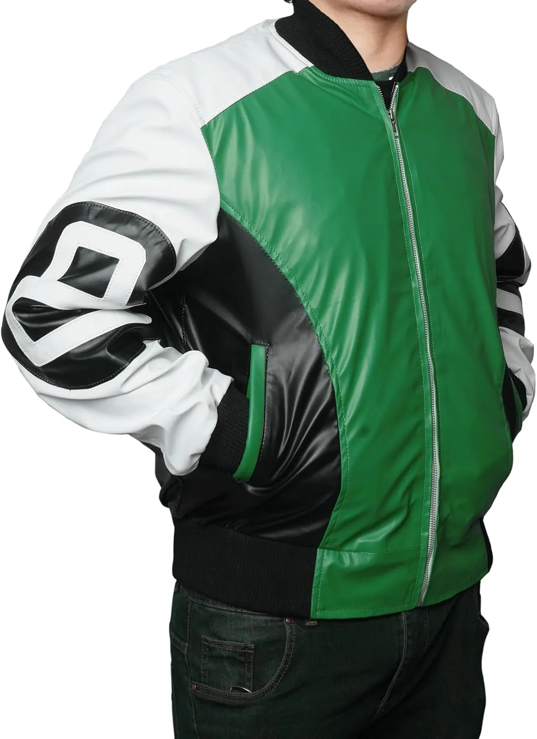 Mens 8 Ball Pool Billiard Bomber Lightweight Casual Stylish Fashion 80s 90s Retro Zip Up Faux Leather Jacket