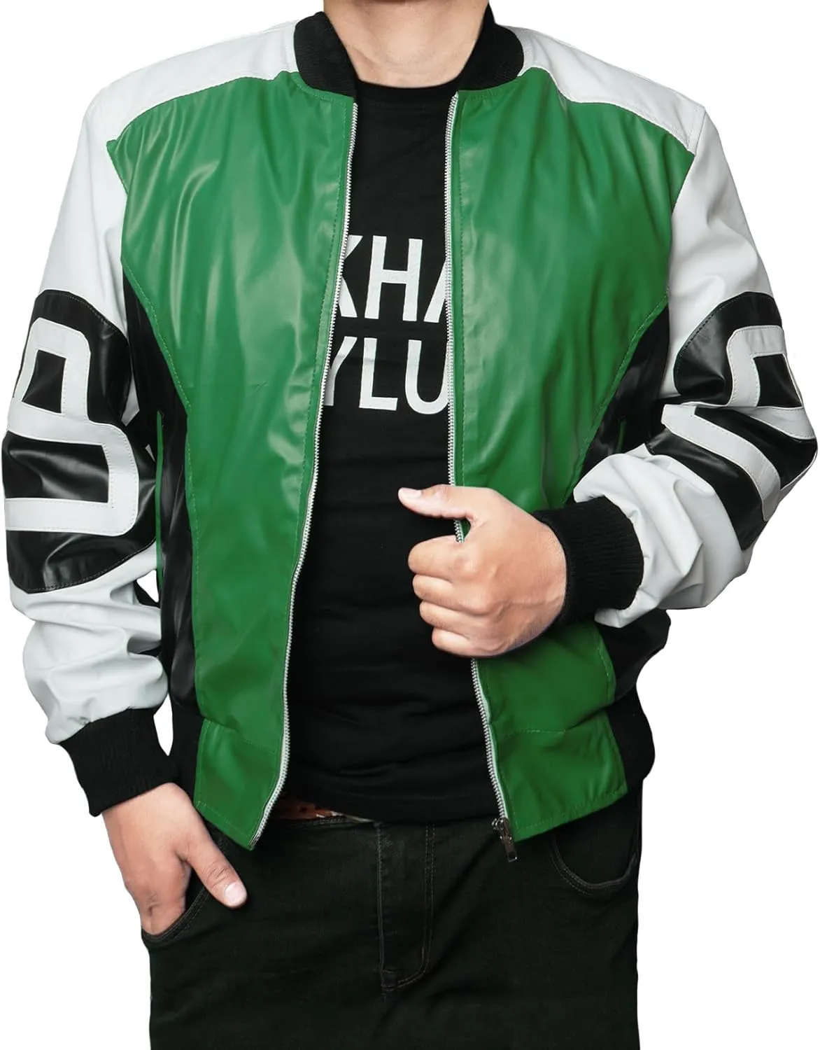 Mens 8 Ball Pool Billiard Bomber Lightweight Casual Stylish Fashion 80s 90s Retro Zip Up Faux Leather Jacket