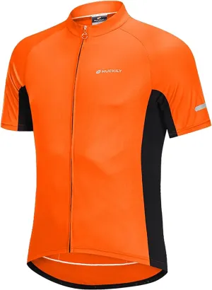 Men's Basic Cycling Jerseys Short Sleeves Mountain Bike Bicycle Shirt Quick Dry Biking Shirt for Men with Back Pockets