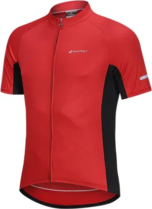 Men's Basic Cycling Jerseys Short Sleeves Mountain Bike Bicycle Shirt Quick Dry Biking Shirt for Men with Back Pockets