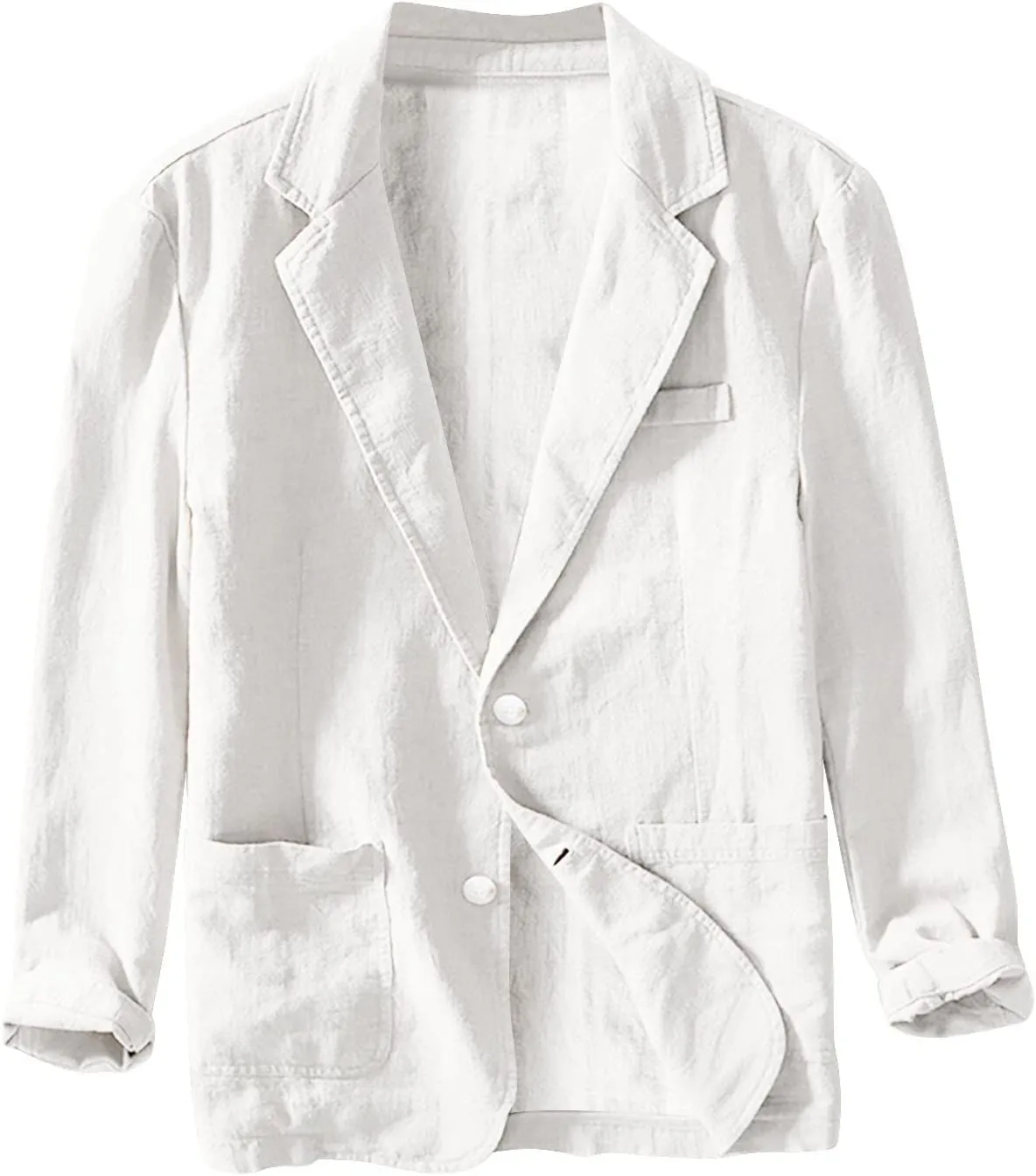 Mens Big and Tall Casual Linen Blazers Loose Fit Lightweight Button Up Suit Jackets Lapel Collar Tailored Sport Coats