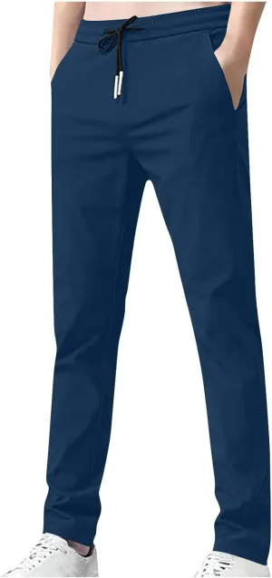 Mens Big and Tall Pants Casual Summer Workout Athletic Pants Elastic Waist Slim Fit Trousers with Pockets