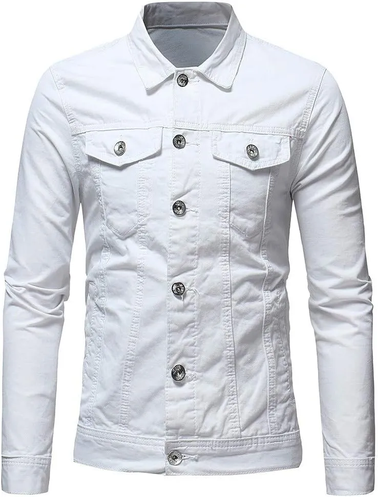 Mens Classic Signature Denim Trucker Jackets Stretch Washed Cotton Unlined Western Cowboy Jean Jacket with Pockets