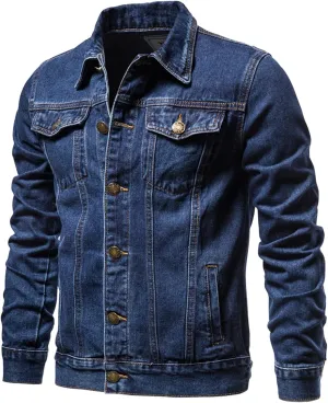 Mens Denim Jacket, Men'S Casual Workwear Long Sleeve Lapel Collar Denim Jacket Loose Multi Pocket Coat