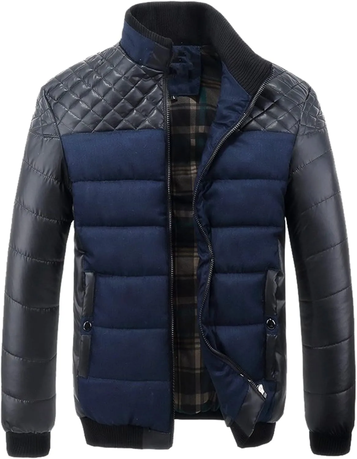 Mens Down Hoodie Jackets Casual Coat Jacket Cotton Padded Jacket Long Sleeve Zip Open Front Thermal Coat Fall Outwear