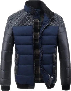 Mens Down Hoodie Jackets Casual Coat Jacket Cotton Padded Jacket Long Sleeve Zip Open Front Thermal Coat Fall Outwear