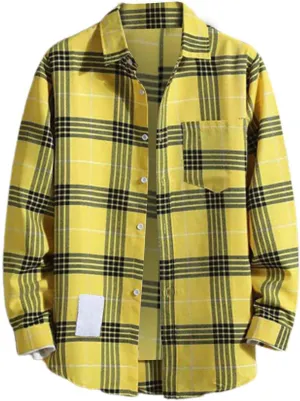Men's Fashion Long Sleeve Plaid Button Down Shirts Big and Tall Casual Lightweight Regular Fit Work Shirt with Pocket