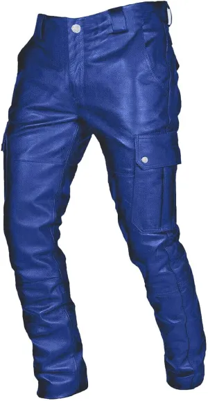 Men's Faux Leather Pants Solid Color Steampunk Goth Pants Slim Fit Stretch Fashionable Trousers Pants with Pockets