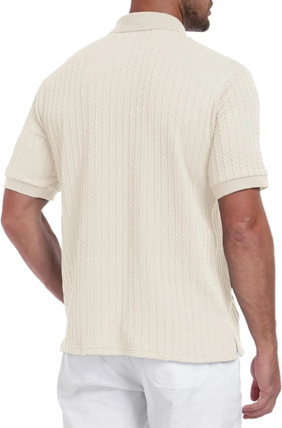Mens Knit Polo Shirts Casual Stylish V Neck Short Sleeve Sweater Polo Knitted Textured Johnny Collar Tops Fashion 2025