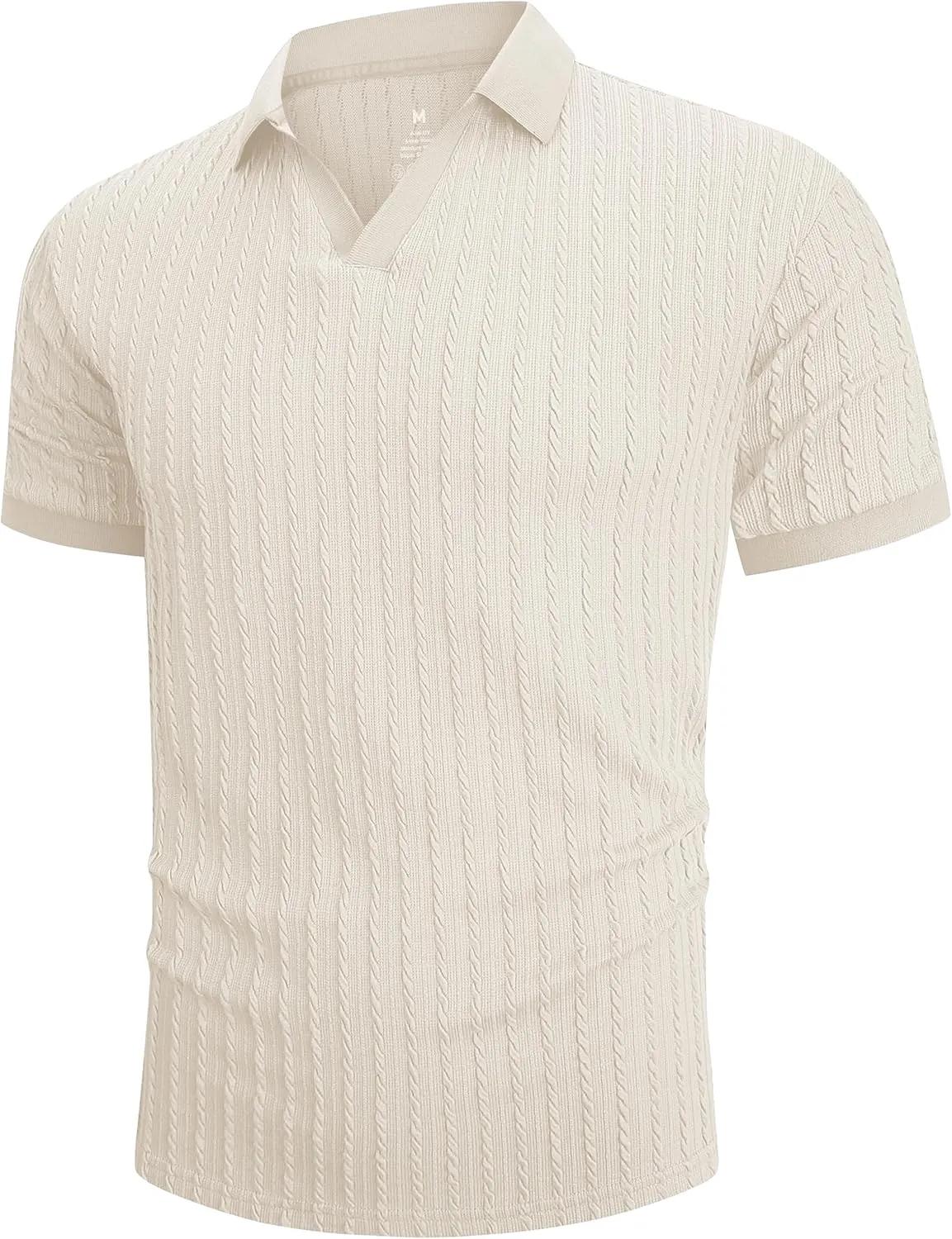 Mens Knit Polo Shirts Casual Stylish V Neck Short Sleeve Sweater Polo Knitted Textured Johnny Collar Tops Fashion 2025