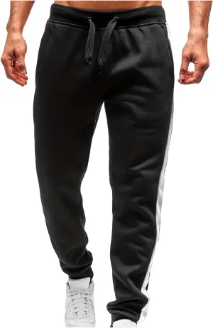 Mens Lightweight Gym Jogger Pants, Men Workout Sweatpants with Side Striped Drawstring Sweat Pants Slim Fit Joggers