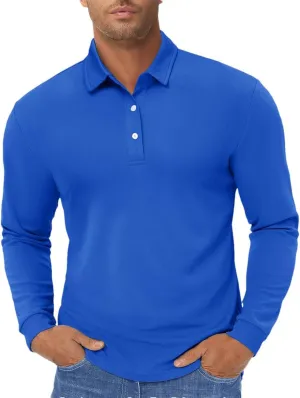 Men's Long Sleeve Polo Shirts Quick Dry Breathable Sports Casual T-Shirts Summer Work Pullover Tops