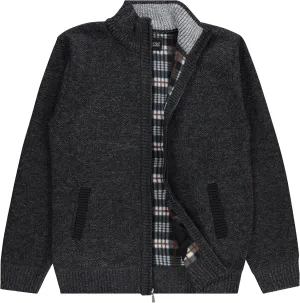 Men's Shawl Collar Cable Knit Cardigan Sweater, Full Zip Sherpa Lined, with Pockets