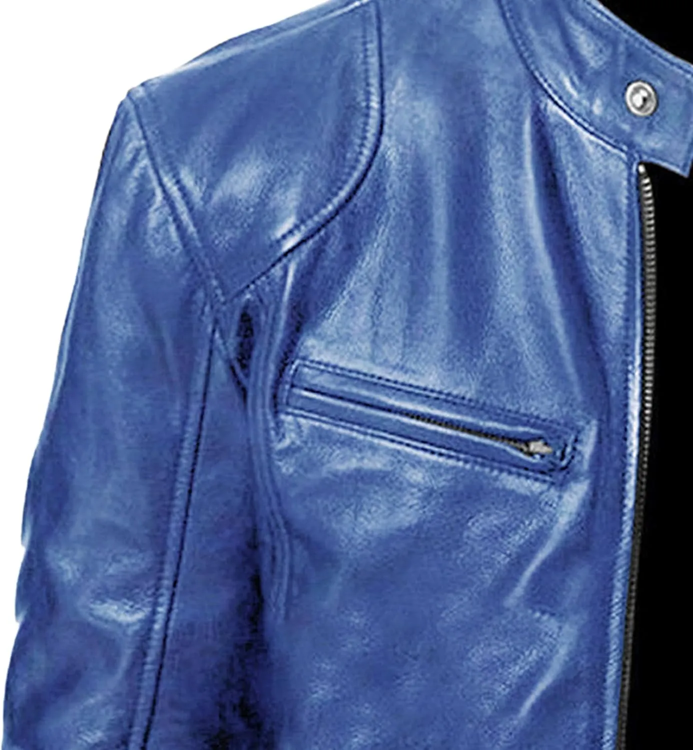 Mens Stand Collar Leather Jacket Casual Biker Motorcycle PU Jackets Slim Fit Motorcyle Lightweight Coat