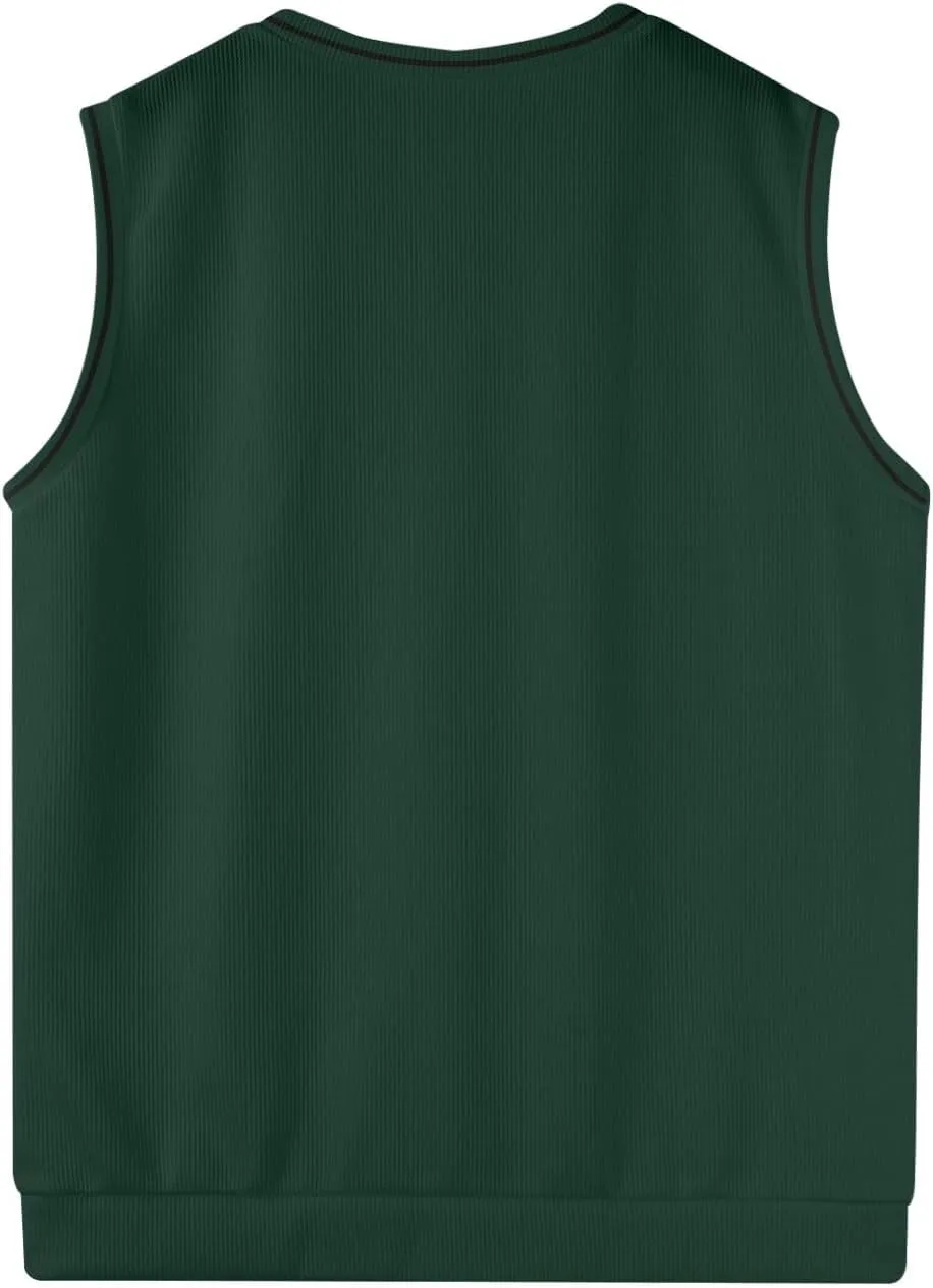Mens Sweater Vest v Neck Sleeveless Casual fit Knitted Pullover Sweater Lightweight Business Work Waistcoat Tops
