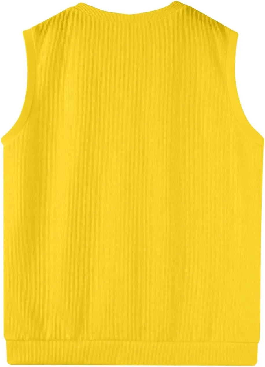 Mens Sweater Vest v Neck Sleeveless Casual fit Knitted Pullover Sweater Lightweight Business Work Waistcoat Tops