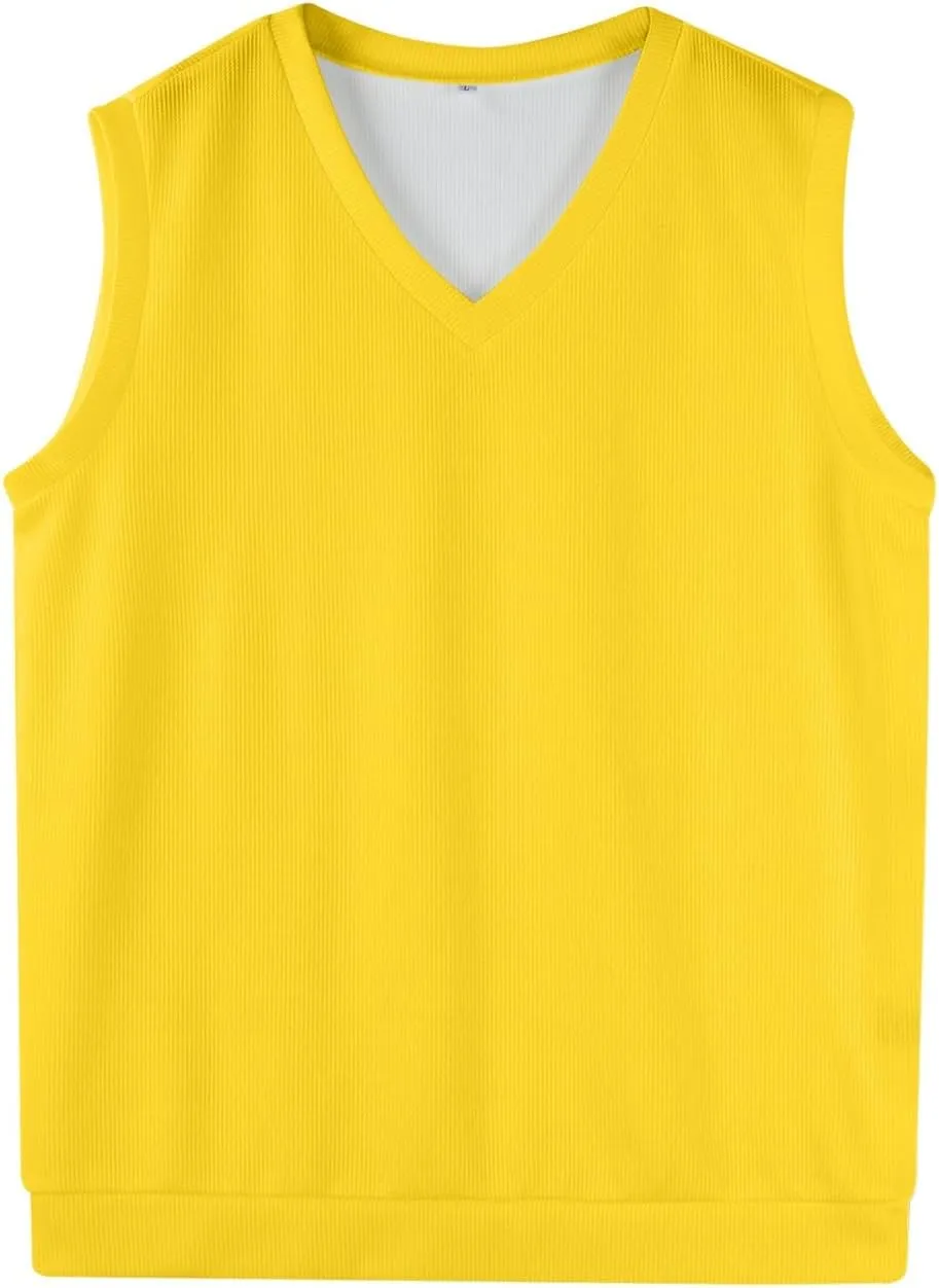 Mens Sweater Vest v Neck Sleeveless Casual fit Knitted Pullover Sweater Lightweight Business Work Waistcoat Tops