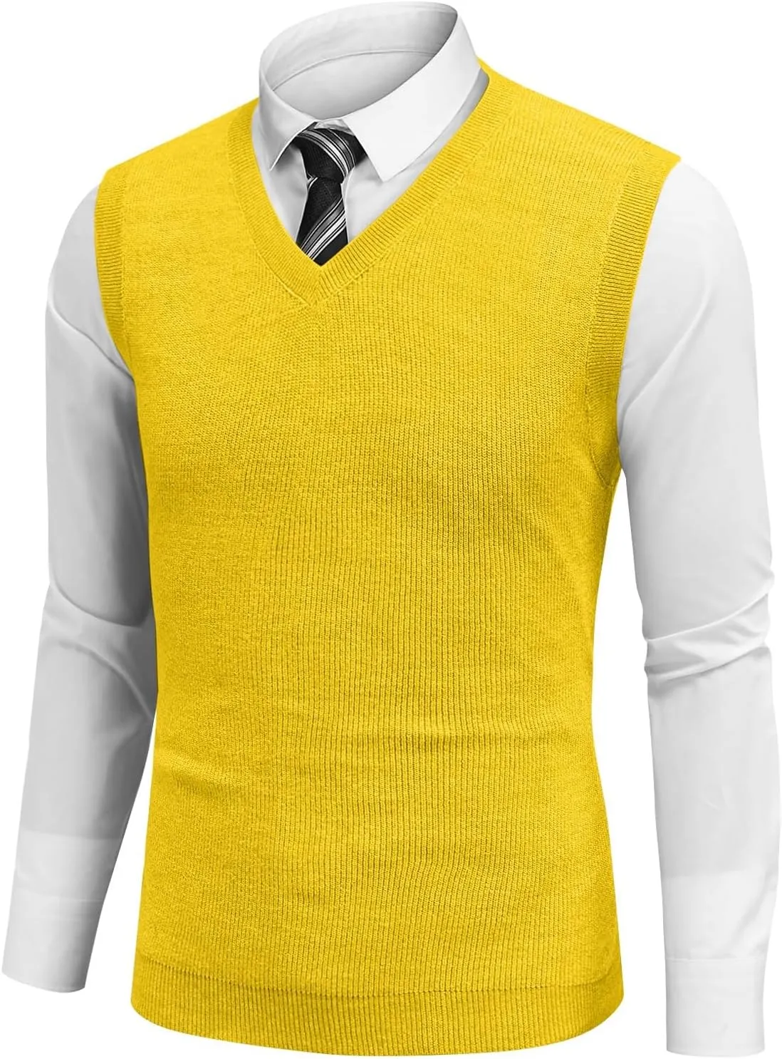 Mens Sweater Vest v Neck Sleeveless Casual fit Knitted Pullover Sweater Lightweight Business Work Waistcoat Tops