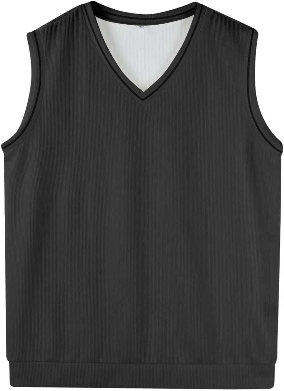 Mens Sweater Vest v Neck Sleeveless Casual fit Knitted Pullover Sweater Lightweight Business Work Waistcoat Tops