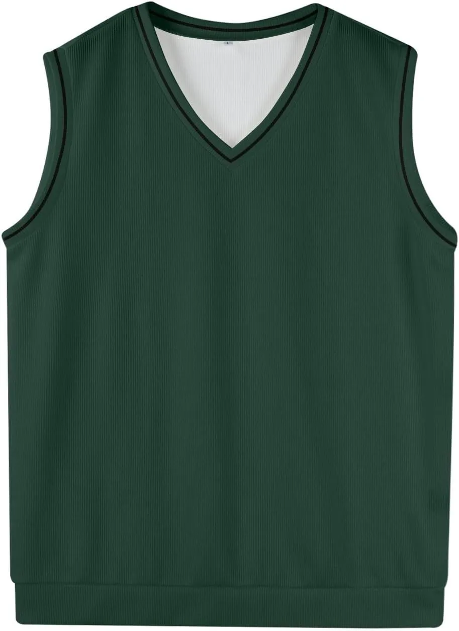 Mens Sweater Vest v Neck Sleeveless Casual fit Knitted Pullover Sweater Lightweight Business Work Waistcoat Tops