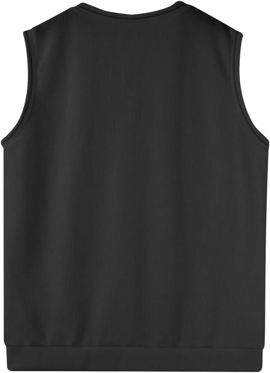 Mens Sweater Vest v Neck Sleeveless Casual fit Knitted Pullover Sweater Lightweight Business Work Waistcoat Tops
