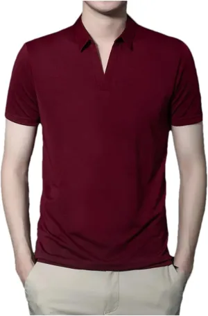 Mnjyihy Men Solid Fashion Polo Shirt Summer Short Sleeve Plus Size Thin Slim Fit Tactical Quick-Dry Golf Shirt