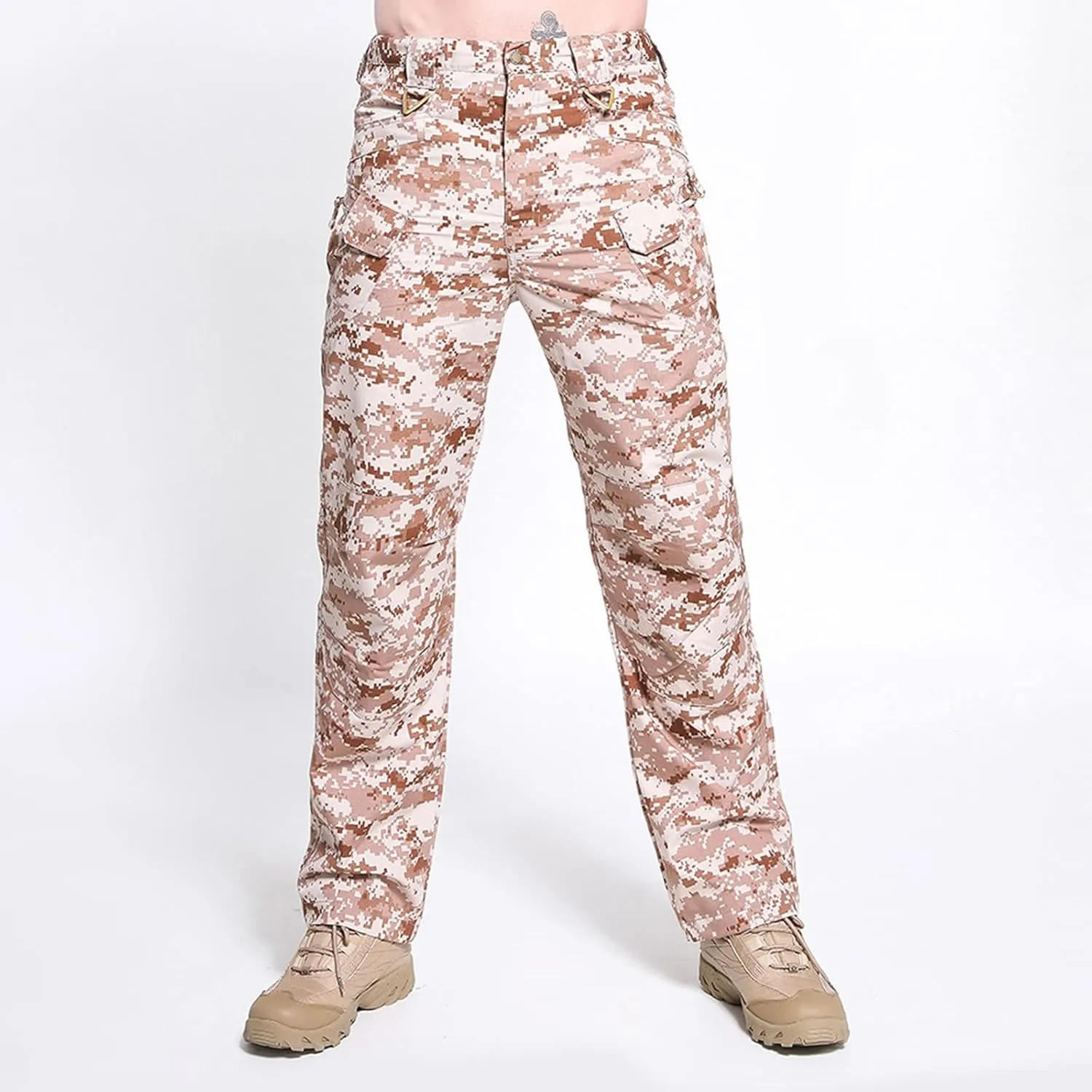Muscularfit Cargo Pants Men Camouflage Buckle Zipper Straight Tooling Trousers Multi Pockets Causal Cotton Outdoor Sweatpant