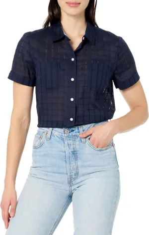 Nautica Women's Button Front Short Sleeve Camp Shirt