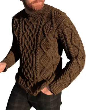 NIUBIA Men's Slim Fit Crewneck Pullover Sweater Winter Casual Chunky Cable Knit Comfort Heavy Long Sleeve Sweaters
