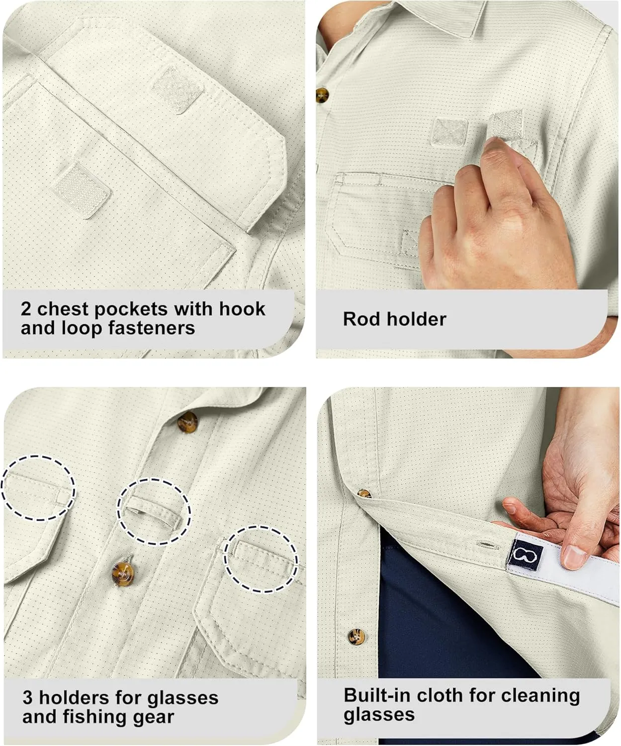 Outdoor Ventures Men's Lightweight Short Sleeve Fishing Shirt UPF 50 Button Down Quick Dry Cooling Hiking Travel Safari Shirt