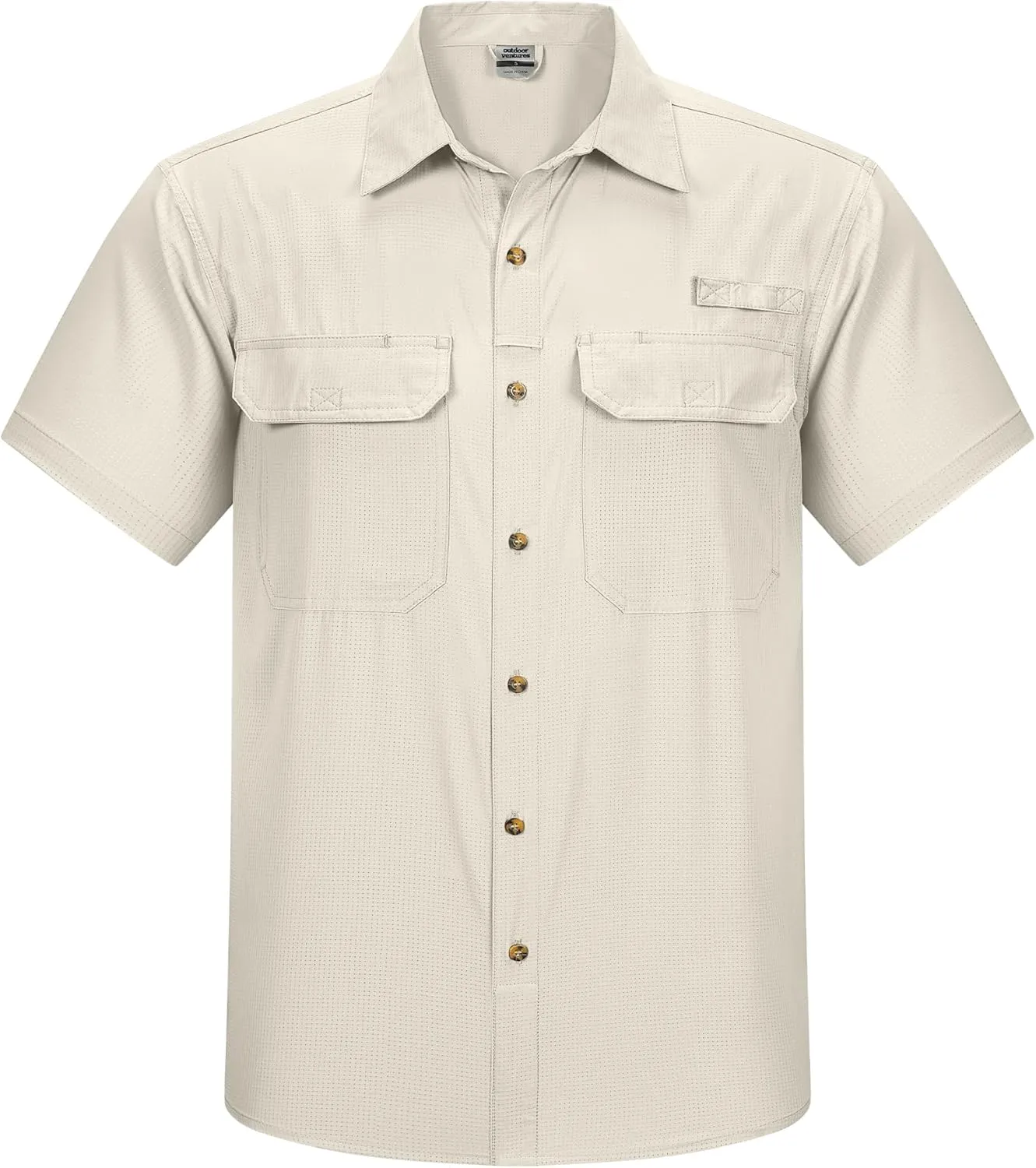 Outdoor Ventures Men's Lightweight Short Sleeve Fishing Shirt UPF 50 Button Down Quick Dry Cooling Hiking Travel Safari Shirt