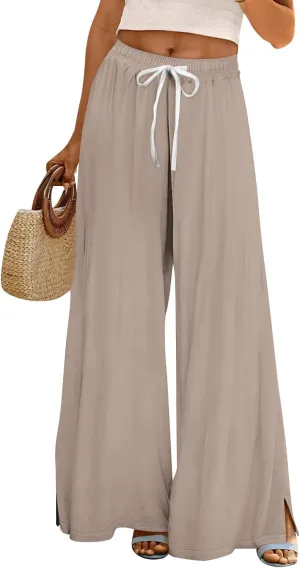Palazzo Pants for Women,Womens Summer Boho Wide Leg Pants Casual High Waist Lounge Pant 2025 Beach Vacation Outfits