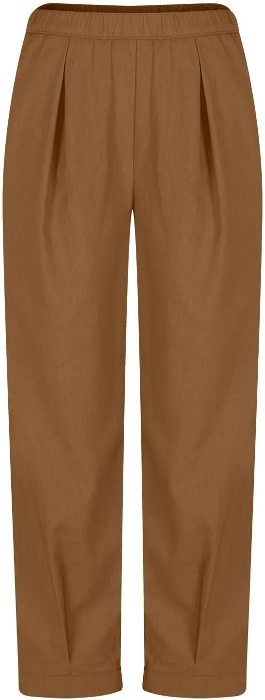 Pants for Women Women's Autumn Fashion Solid Color Elastic Waisted Casual Cropped Pants with Pockets 2024