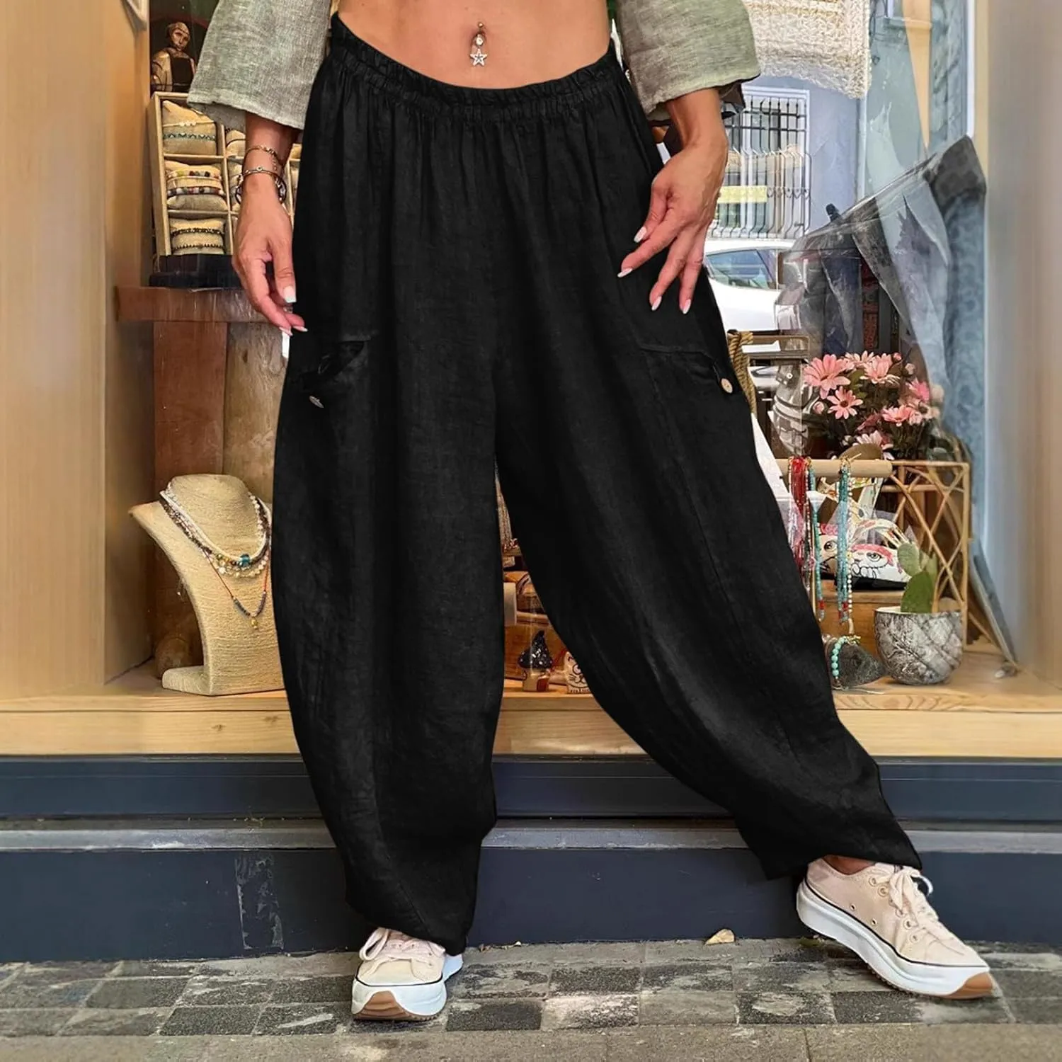 Pants Linen Women Summer Cotton Linen Summer Pant Womens Lightweight Cotton Trousers for Summer