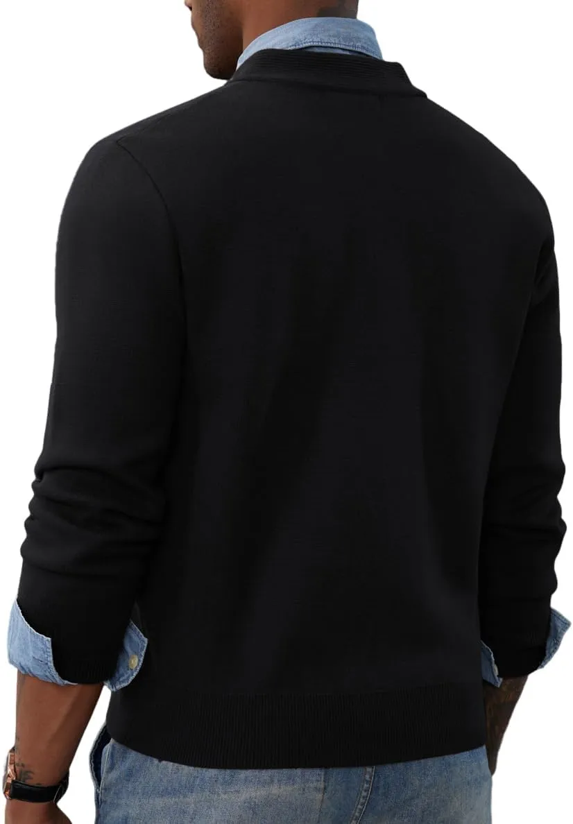 PJ PAUL JONES Mens Full Zip Cardigan Sweater Stand Collar Regular Fit Knit Sweaters