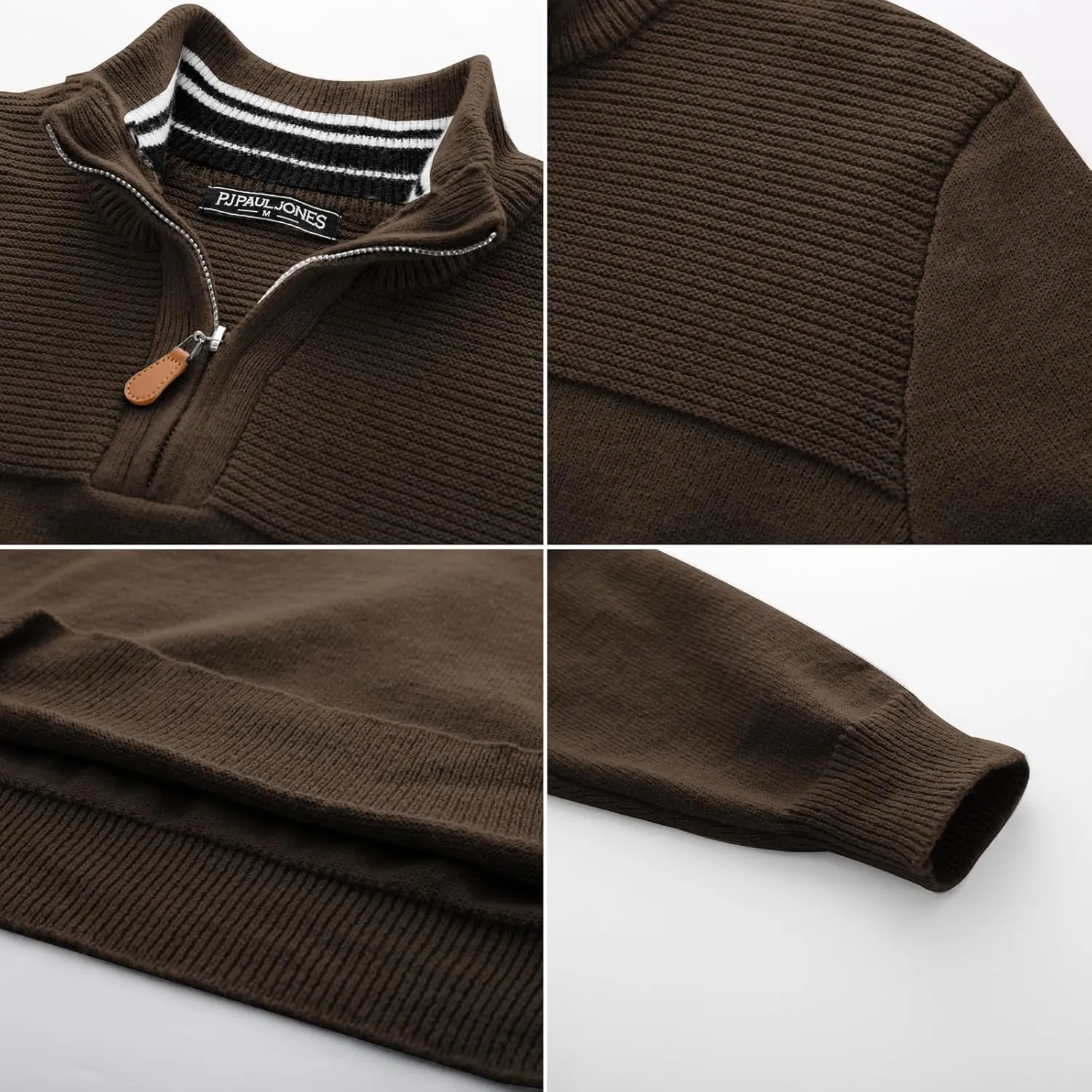 PJ PAUL JONES Men's Quarter Zip Sweater Slim Fit Casual Pullover Sweater Mock Neck Polo Sweaters