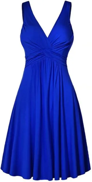 Pleated Plus Skirt Women's Dresse Sling Slim Retro Size Flare V-Neck Sexy Temperamental Waist-Closing Women's Dress