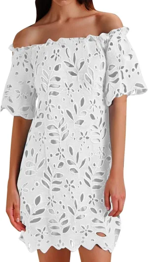 Plus Size Dresses for Curvy Women Vintage Off Shoulder Sundress Twist Ruched Mini Dresses Sling Slim Fit Dress