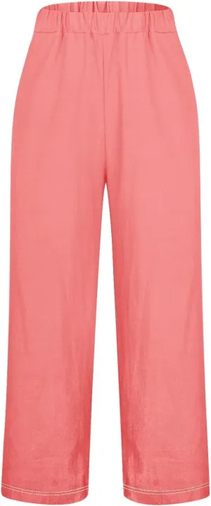 Plus Size Women Linen Pants Spring Elastic Pants for Women Trendy Palazzo Pants for Petite Women